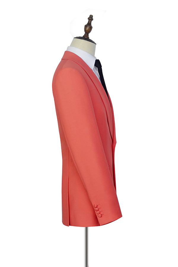 Orange Single Breasted Mens Prom Suits with Shawl Lapel 4