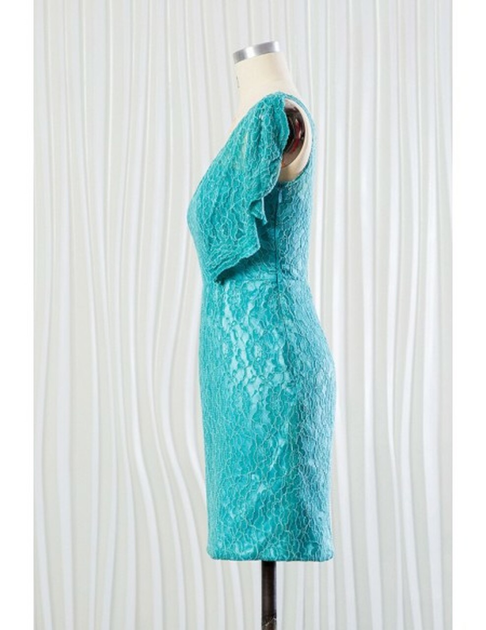 A-line One Shoulder Sleeveless Knee-length Bridesmaid Gown With Lace 2