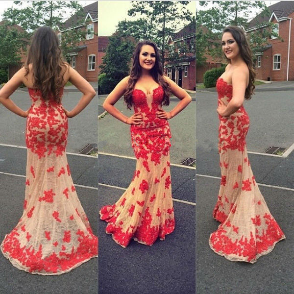 Column Sweetheart Neck Sleeveless Sweep / Brush Train Tulle Formal Wear With Appliques 2