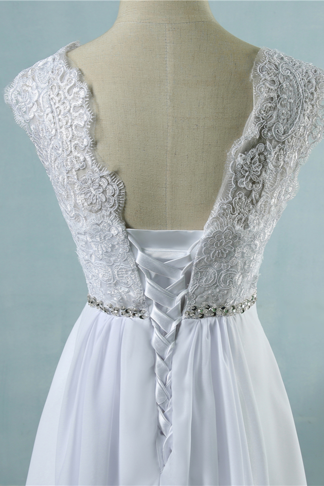 A-line Jewel Neck Sleeveless Floor-length 100D Chiffon Bridal Attire With Appliques 5
