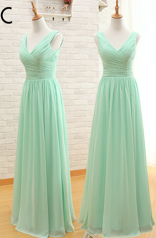 A-line Sleeveless Floor-length 100D Chiffon Bridesmaid Attire With Ruffles 3