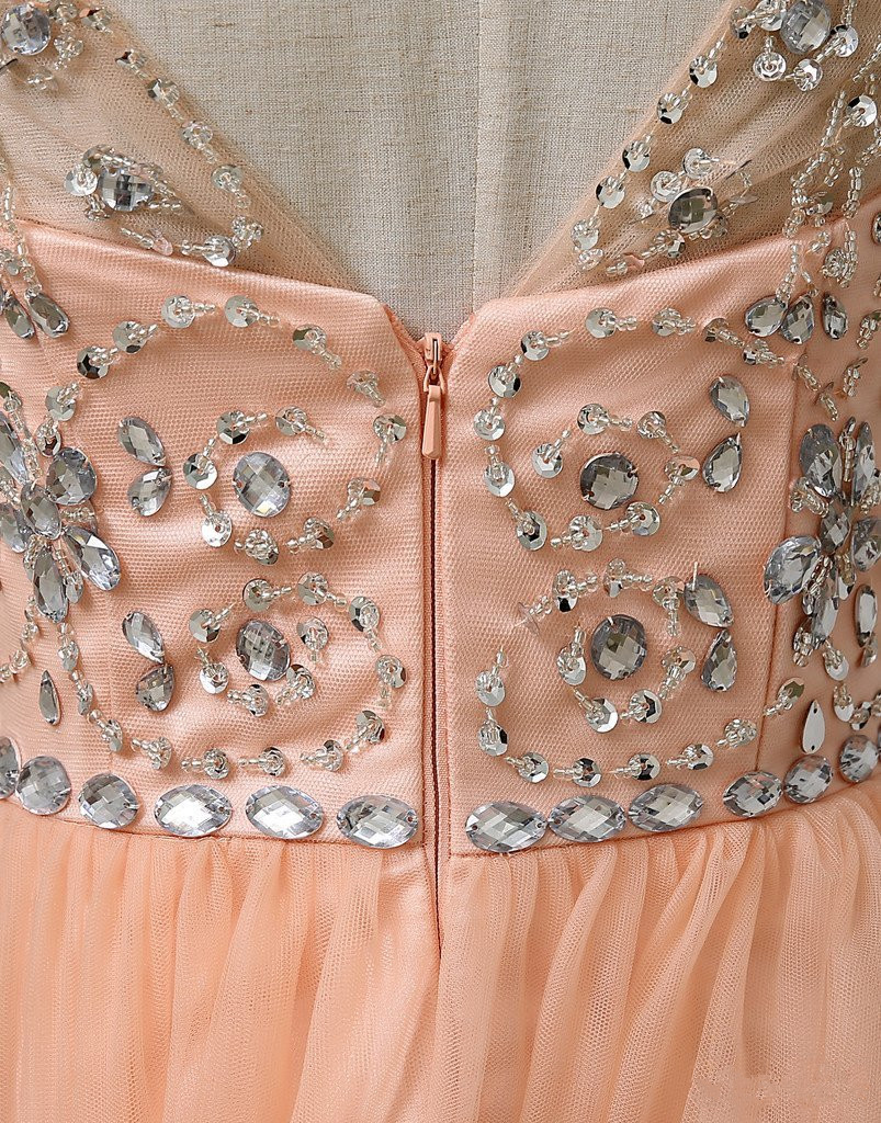 A-line Sleeveless Mini Tulle Homecoming Dress With Beading 2