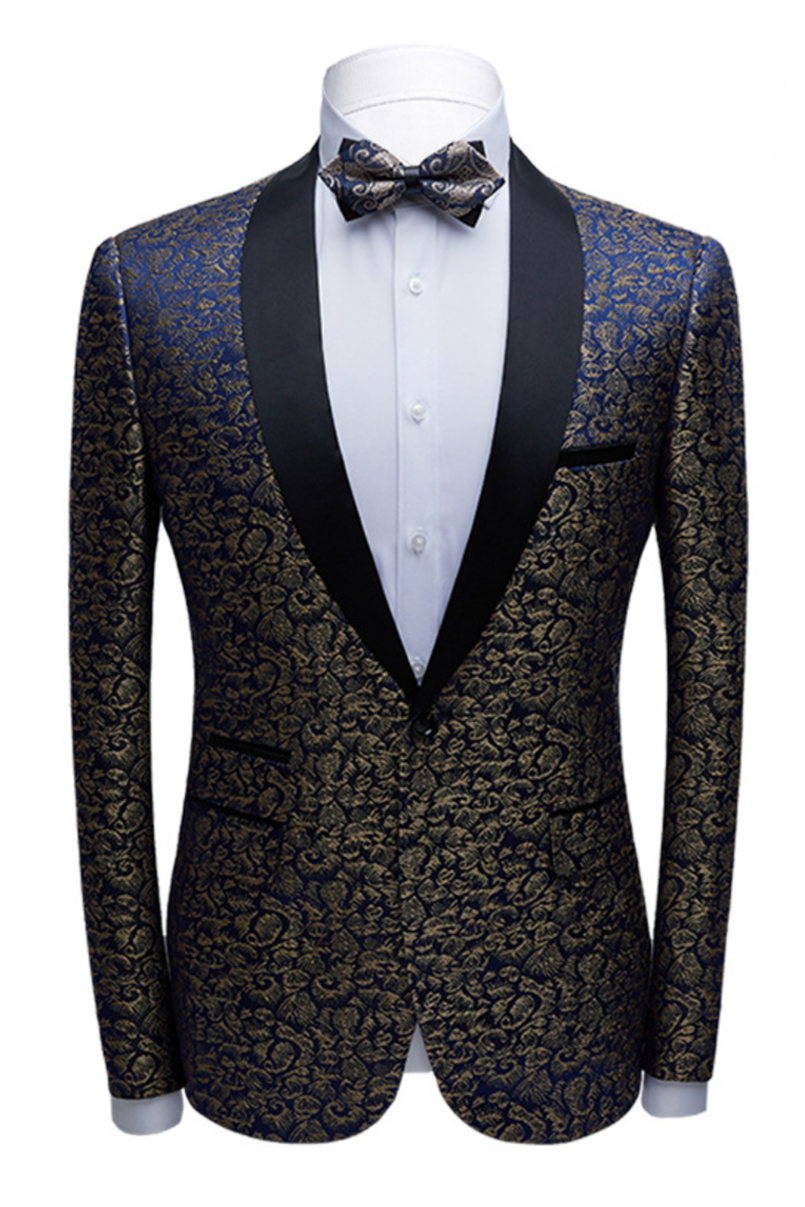 Black Satin Shawl Lapel Wedding Tuxedo 1