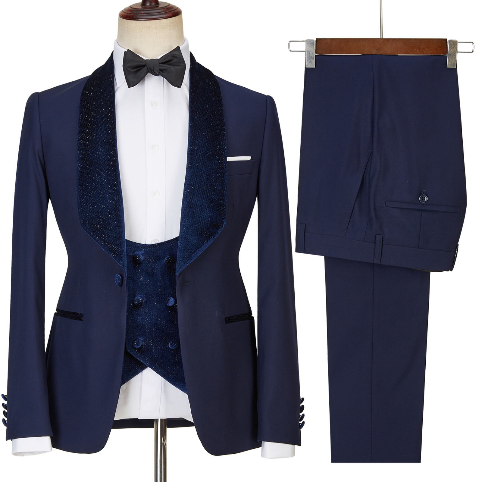 Navy Blue Best Fitted Sparkle Men Suit 5