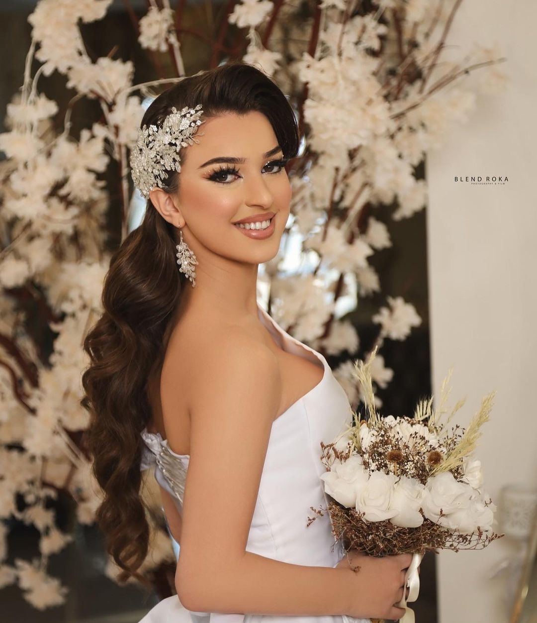 A-line One Shoulder Sleeveless Chapel Train Satin Wedding Gown With Beading 5