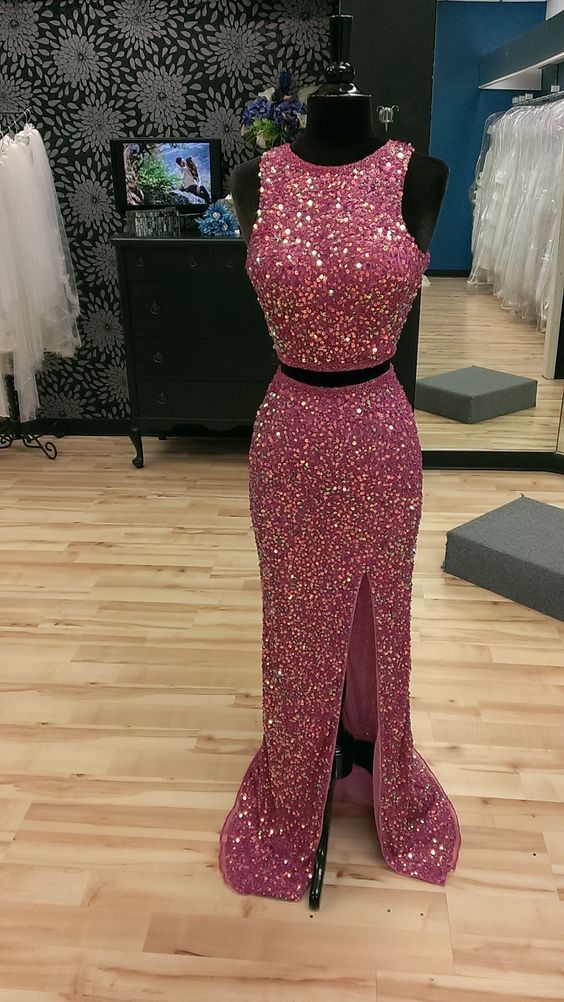 Column Scoop Neck Sleeveless Sweep / Brush Train Evening Gown With Crystal 2