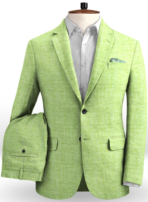 Lime Green Linen Men Suit 2