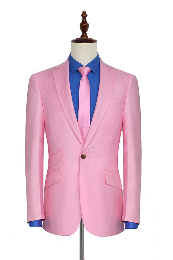 Candy Pink Single Breasted Mens Suits with Notched Lapel for  Business 1