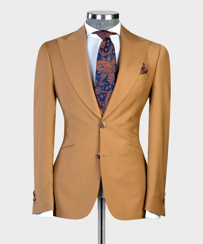 Brown Peaked Lapel  Business Men Suit 5