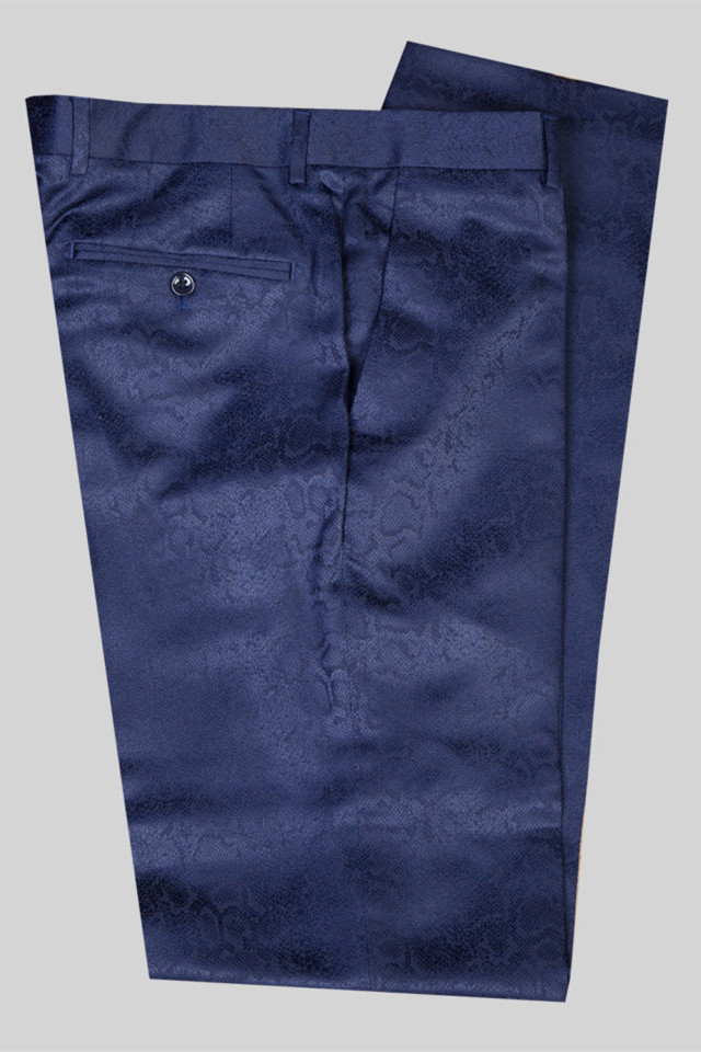 Dark Navy Double Breasted Men's Suit with Shawl Lapel for Wedding 2