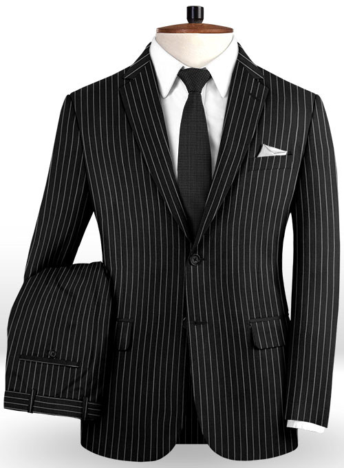 Black Striped Two Piece Wedding Business Men Suits 2