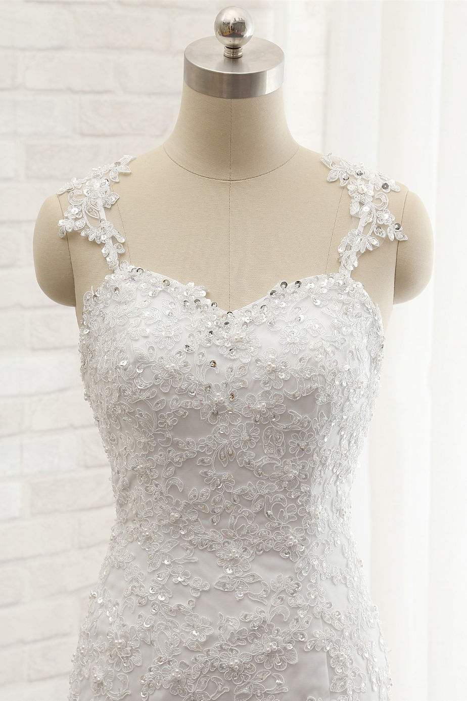 Mermaid Straps Sleeveless Court Train Stretch Satin Bridal Gown With Lace 4
