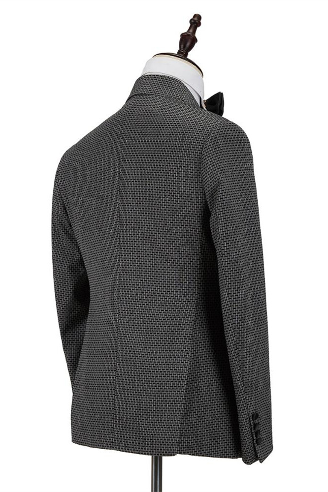 Black Plaid Double Breasted Men's Suit 2