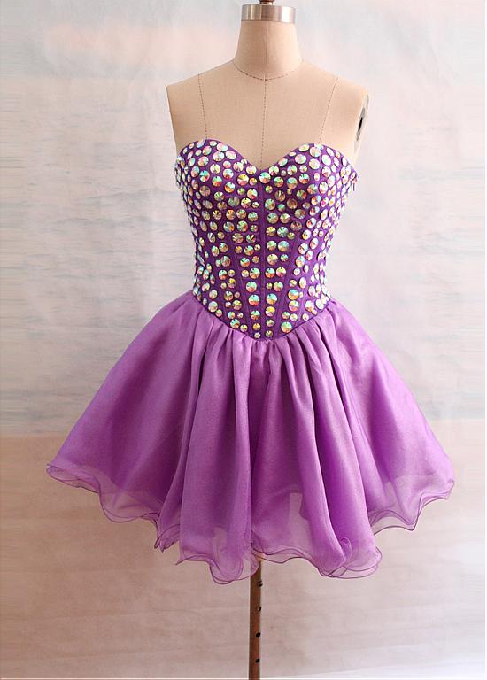 A-line Sweetheart Neck Sleeveless Mini Homecoming Dress With Sequins 5