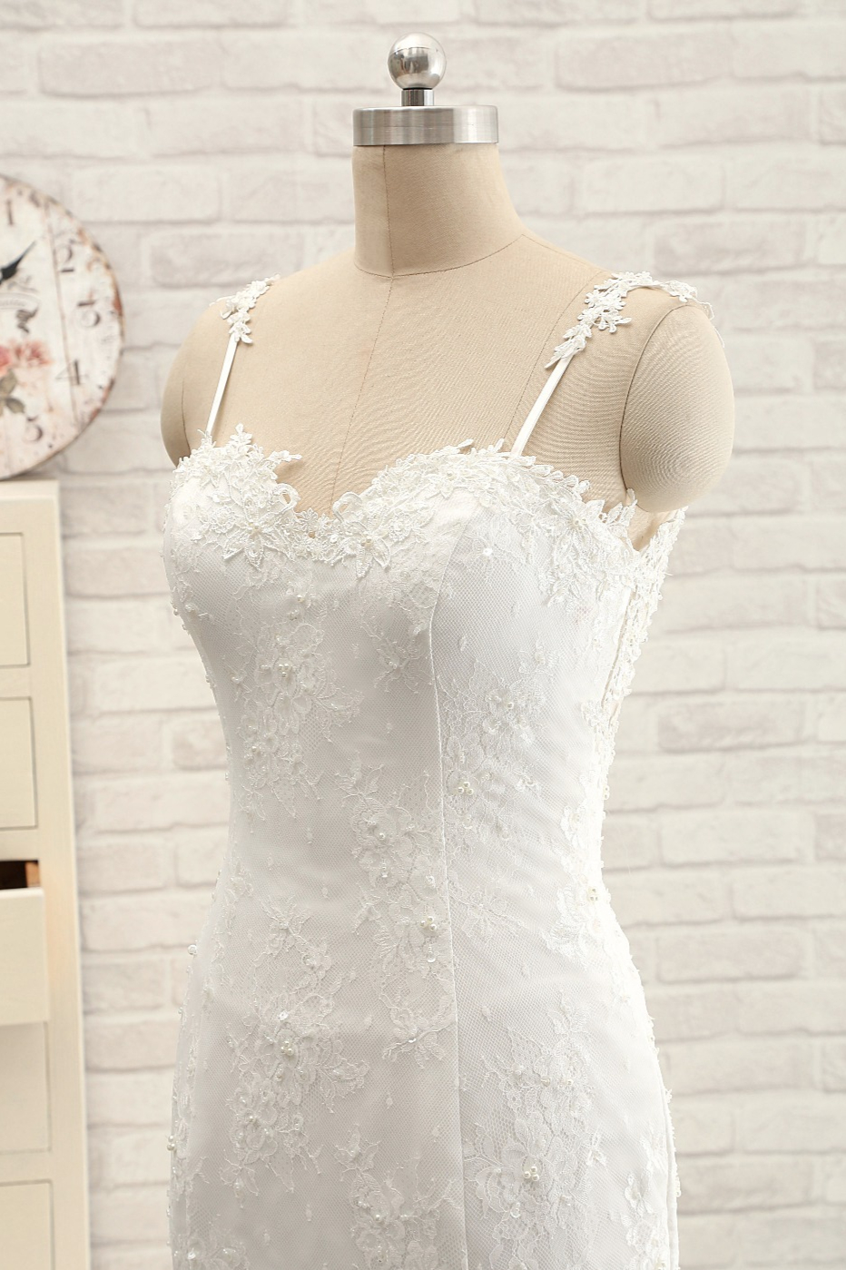 Mermaid Spaghetti Straps Sleeveless Floor-length Bridal Attire With Lace 5