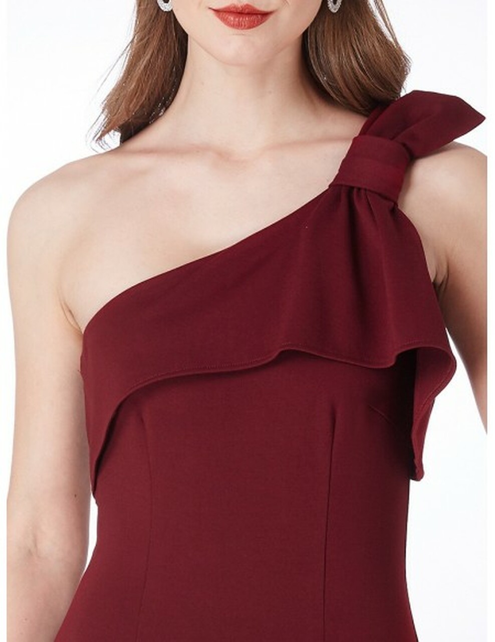 Column One Shoulder Sleeveless Knee-length Bridesmaid Dress 5