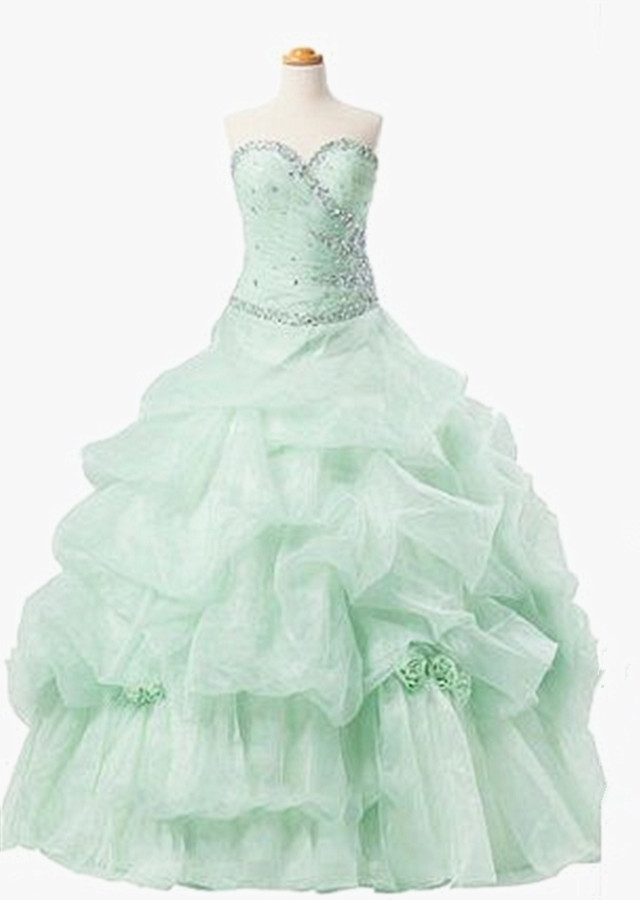 Ball Gown Sweetheart Neck Sleeveless Floor-length Organza Evening Gown With Beading 3