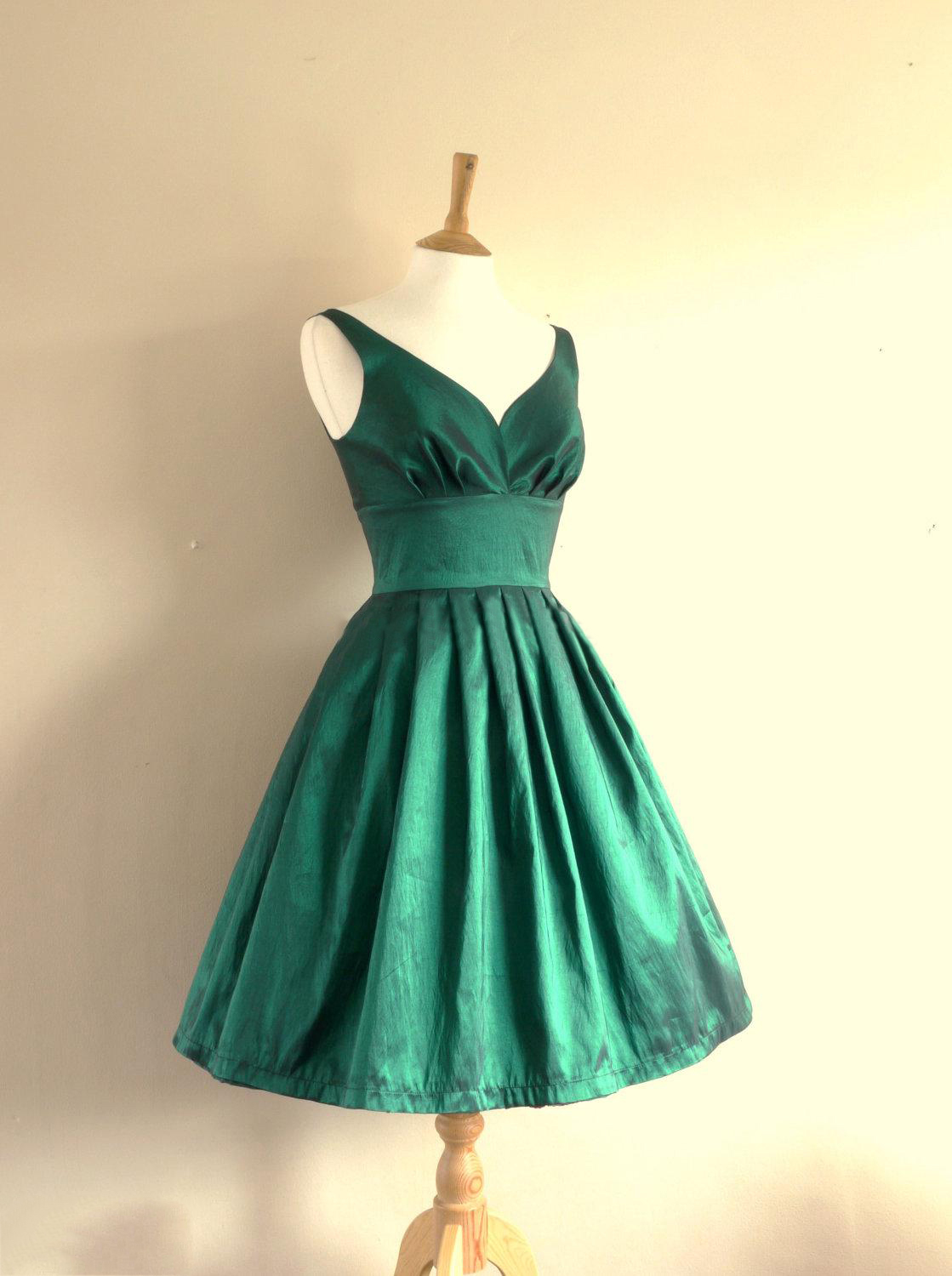 A-line V-neck Sleeveless Mini Taffeta Cocktail Party Dress 2