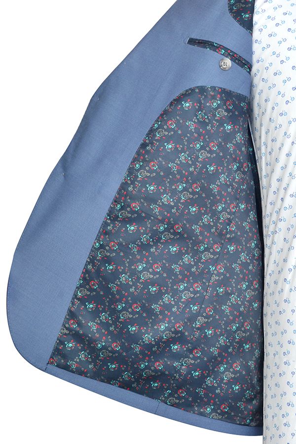 Dust Blue Single Breasted Mens Suits for Business with Peak Lapel 6