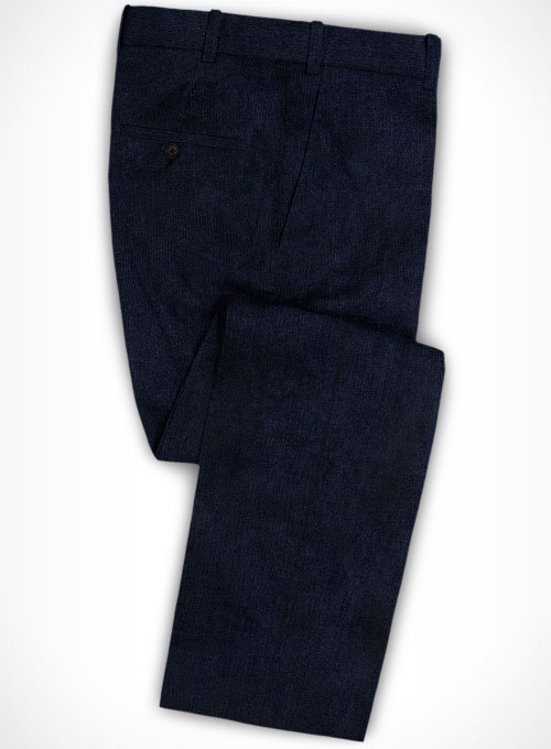 Navy Blue Corduroy Men Suits 3