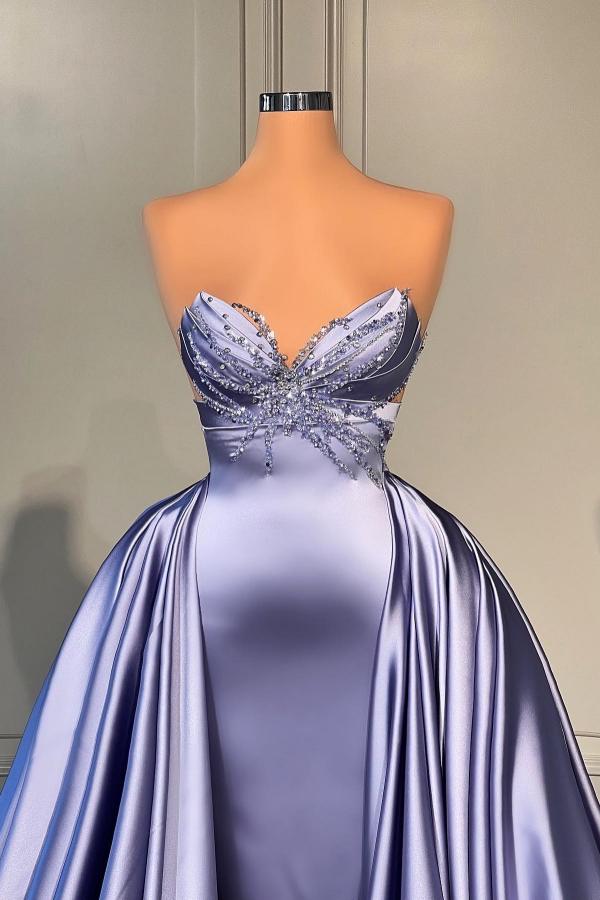 A-line Sweetheart Neck Sleeveless Floor-length Stretch Satin Evening Gown With Ruffles 2