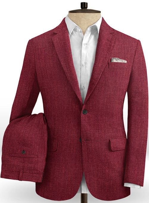 Red Notched Lapel Men Suit 2