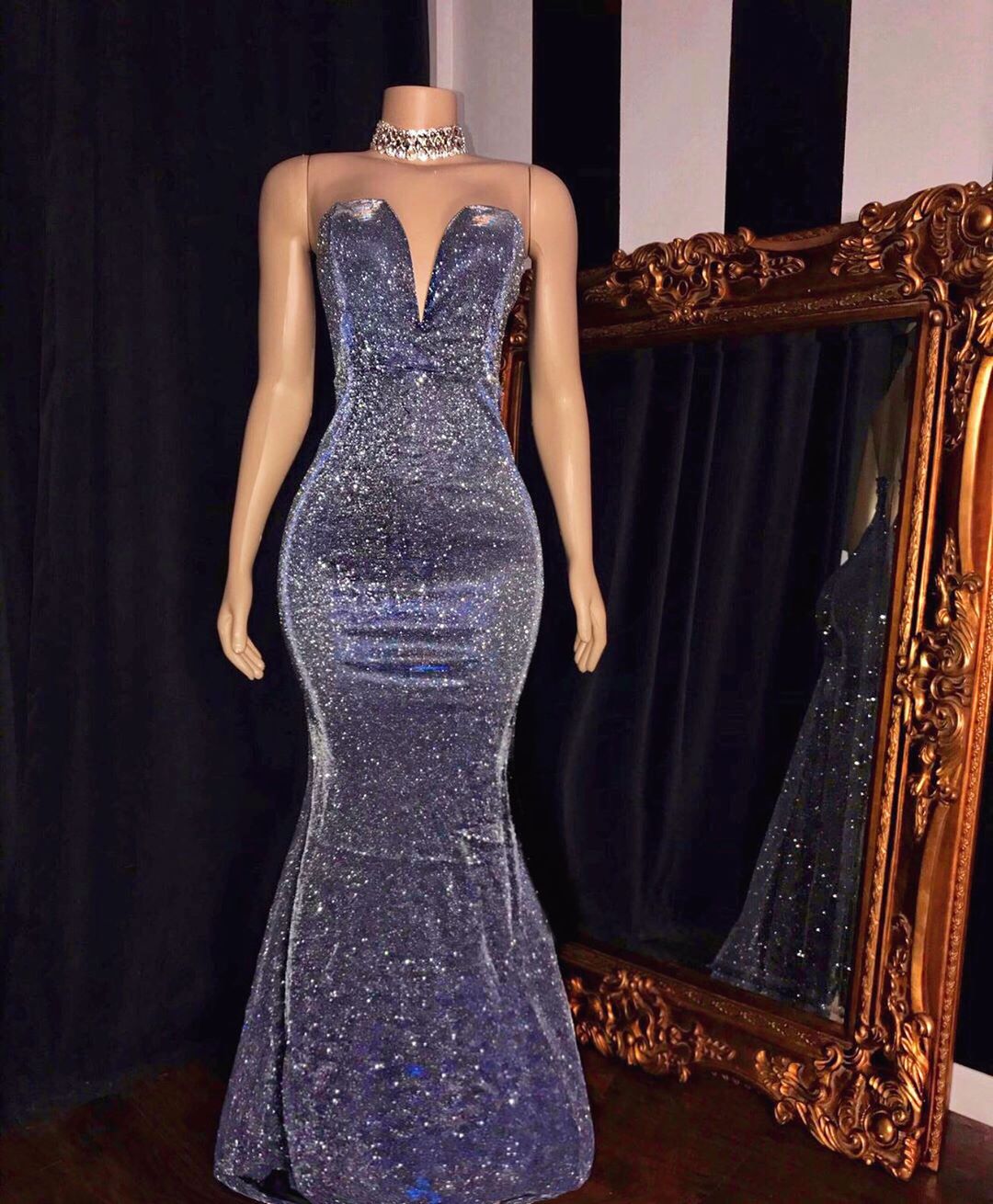 Mermaid Strapless Sweetheart Neck Floor-length Evening Gown With Sequins 2