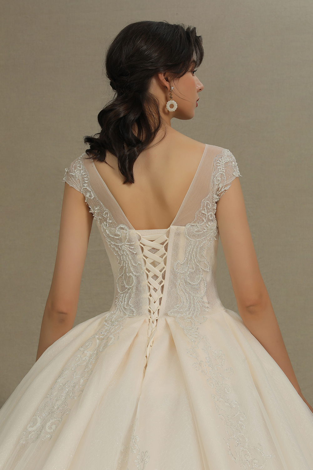 A-line Jewel Neck Sleeveless Cathedral Train Tulle Bridal Gown With Lace 8