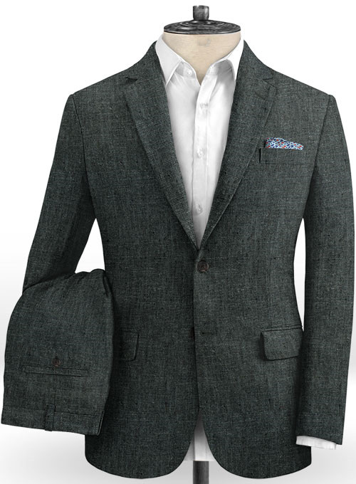 Dark Gray Linen Men Suits 2