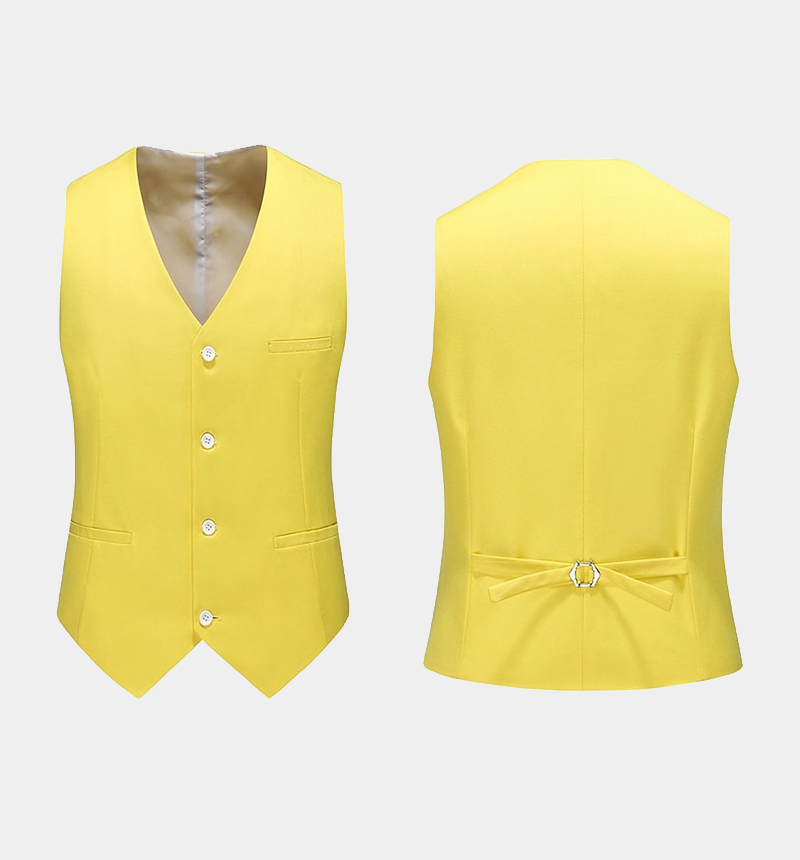 Pastel Yellow Single Breasted Prom Suit with Notched Lapel 2