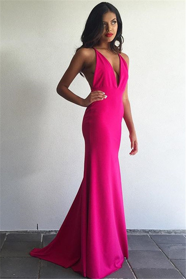 Sheath V-neck Sleeveless Floor Length Evening Dress 2