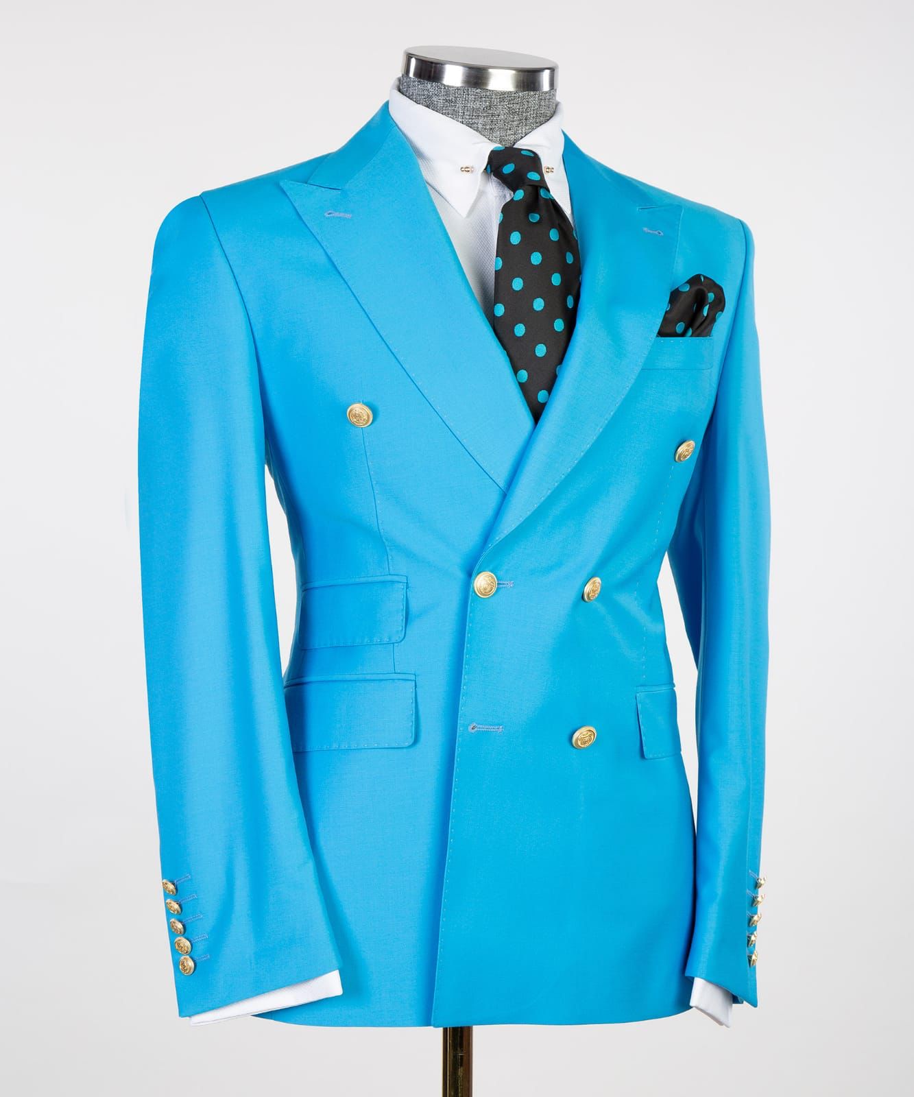 Light Blue Slim Fit Two Pieces Men Suit with Peaked Lapel 4