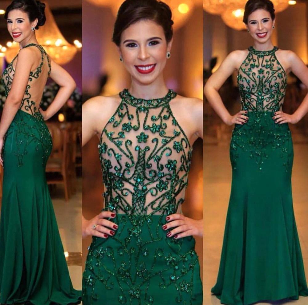 Column Jewel Neck Sleeveless Sweep / Brush Train Lace Formal Dress With Lace 2