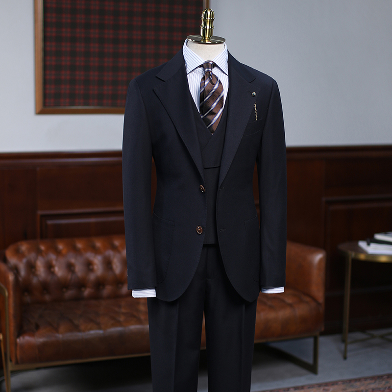 All Black Notched Lapel Custom Business Suit 2