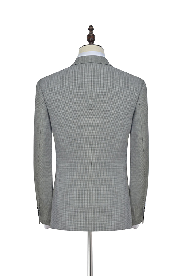 Grey Single Breasted Mens Suits for Business with Peak Lapel 5