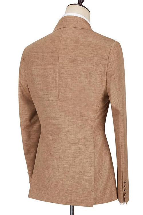 Camel Single Breasted Men's Suit with Peaked Lapel for Prom 2