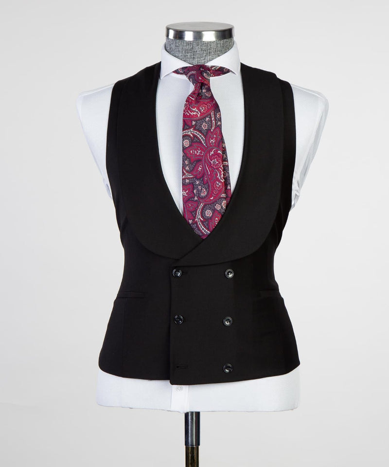 Black Peaked Lapel Bespoke Business Men Suit 3