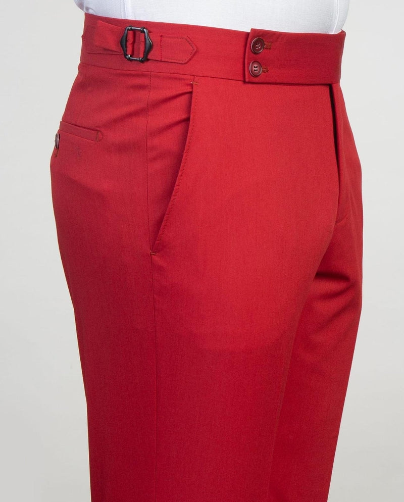 Red Peaked Lapel Close Fitting Business Men Suit 5