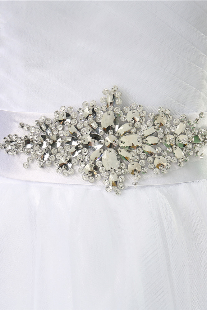 A-line Sweetheart Neck Floor-length Tulle Bridal Dress With Beading 4