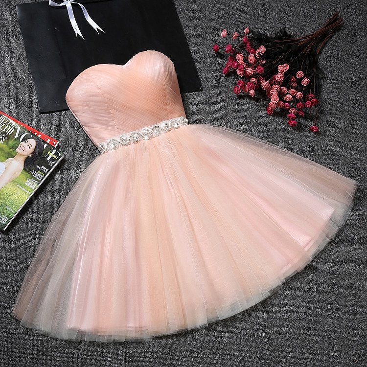 A-line Sweetheart Neck Sleeveless Mini Tulle Homecoming Dress With Crystal 2