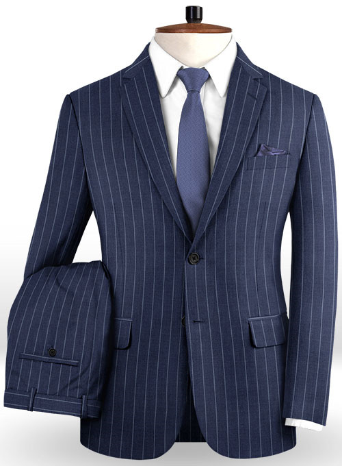 Dark Blue Striped Business Formal Suit 2