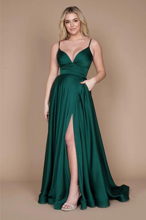 Column Spaghetti Straps Sleeveless Floor-length Satin Homecoming Dress With Ruffles 1