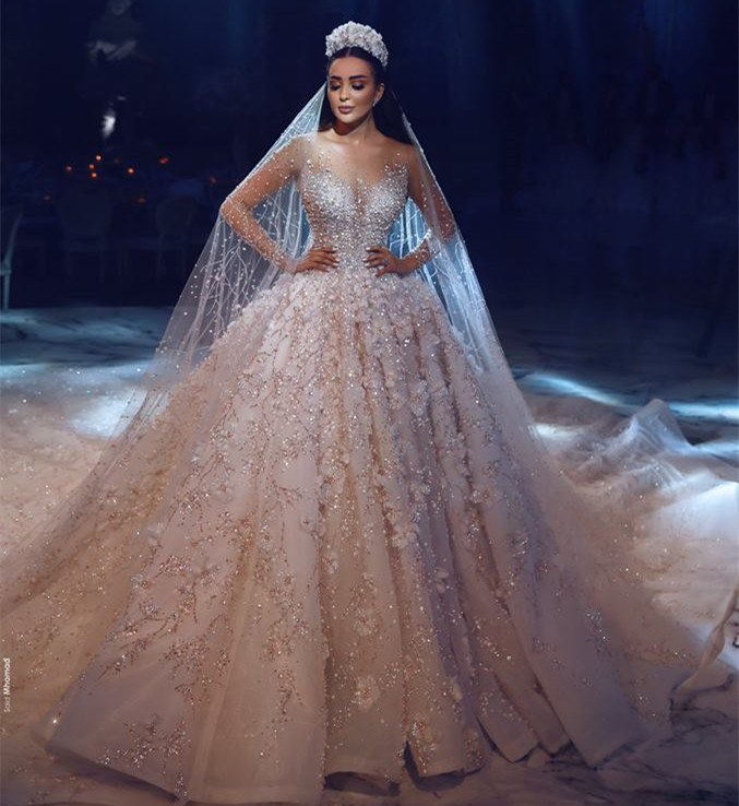 Ball Gown Chapel Train Bridal Dress With Beading 2
