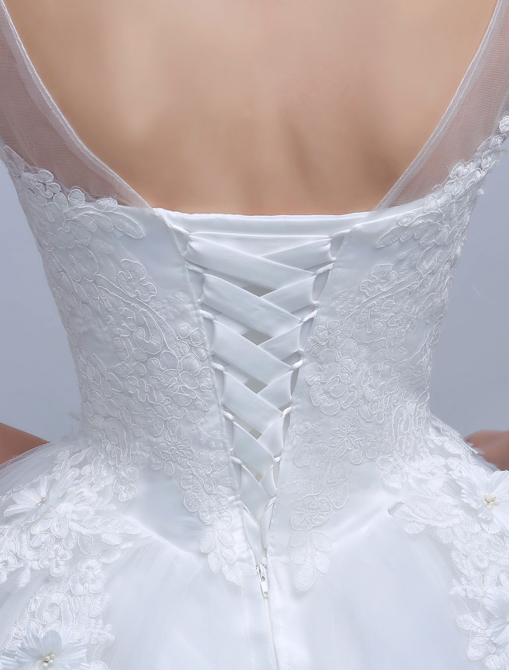 Ball Gown Long Sleeves Floor-length Lace Wedding Dress With Lace 8