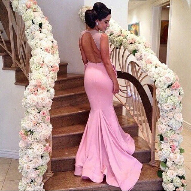 Mermaid High Neck Sleeveless Sweep / Brush Train Evening Gown With Beading 2