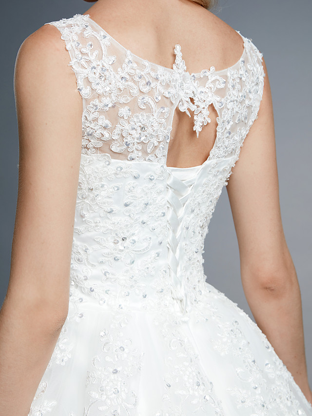Ball Gown Straps Floor-length Lace Bridal Dress With Lace 11