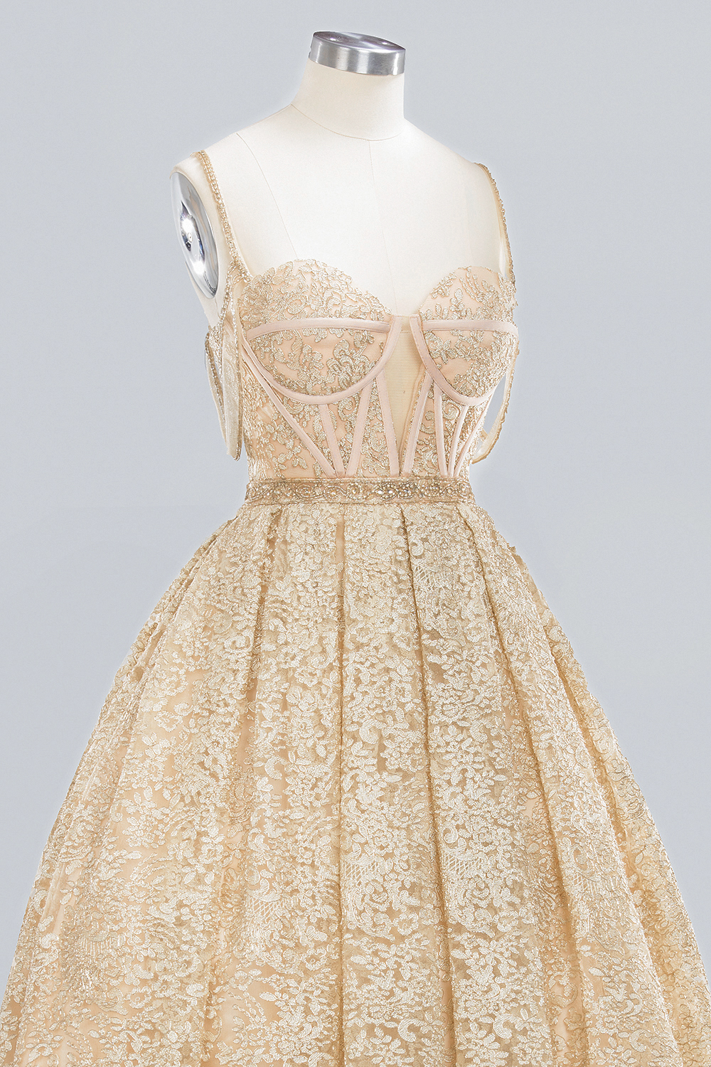 Ball Gown Spaghetti Straps Sleeveless Floor-length Tulle Wedding Dress With Appliques 5