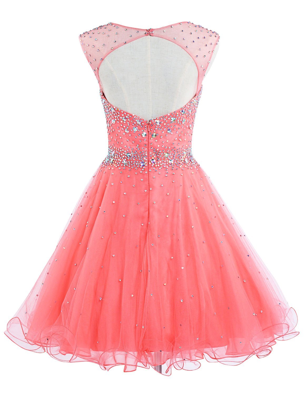 A-line Sleeveless Mini Organza Cocktail Party Dress With Beading 2