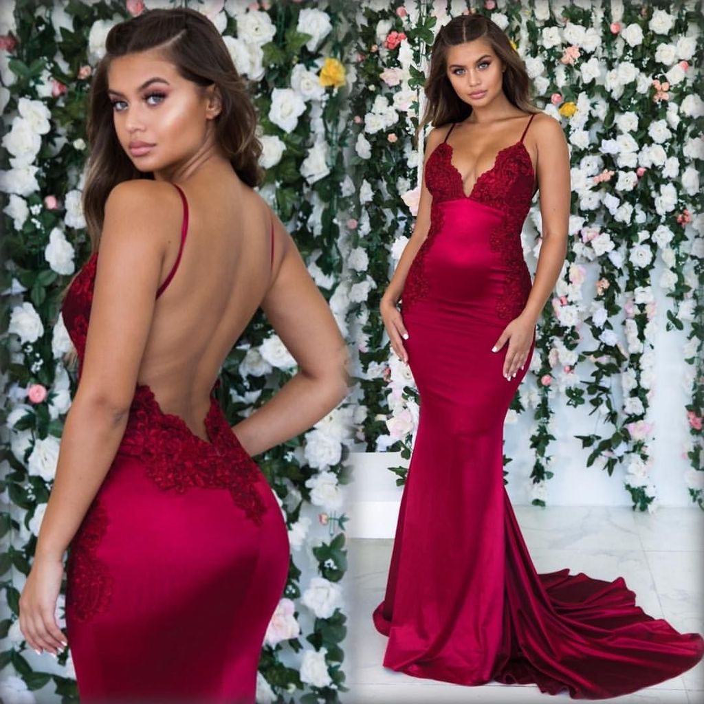 Mermaid Spaghetti Straps Sleeveless Sweep / Brush Train Formal Wear With Appliques 3