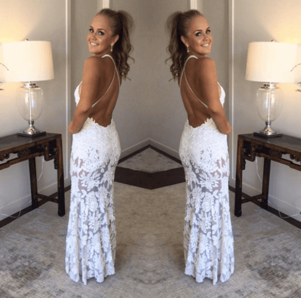 Column Halter-neck Sleeveless Floor-length Evening Dress With Lace 3